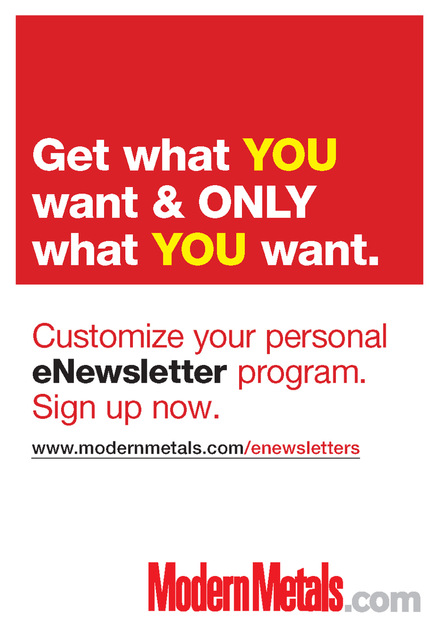 FF Journal Advertisement: Modern Metals eNewsletter