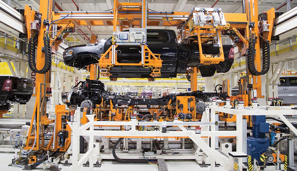 Car making factory production at a standstill