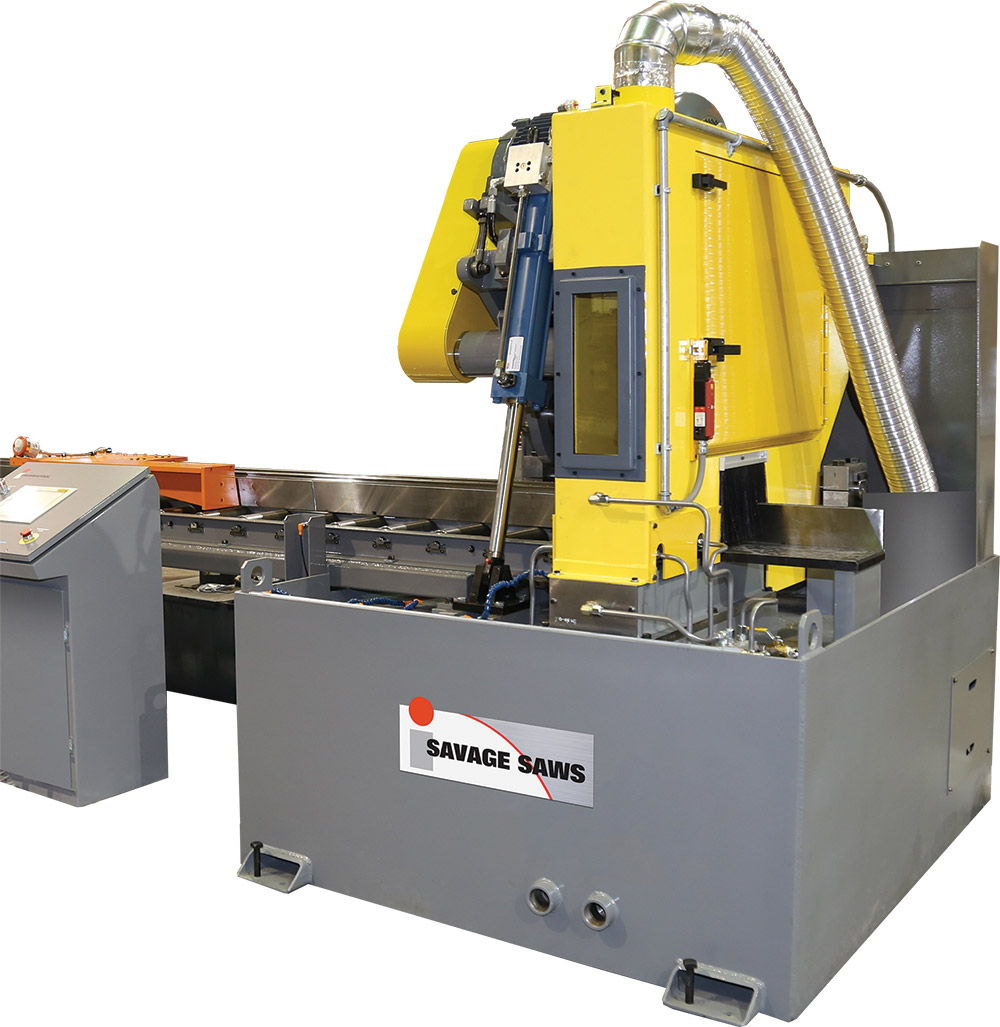 High-speed Savage guillotine saw for bar, billet and tube products.