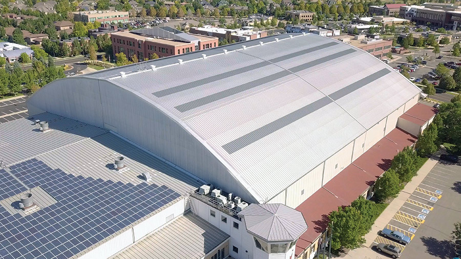 aerial view of entire metal roofing