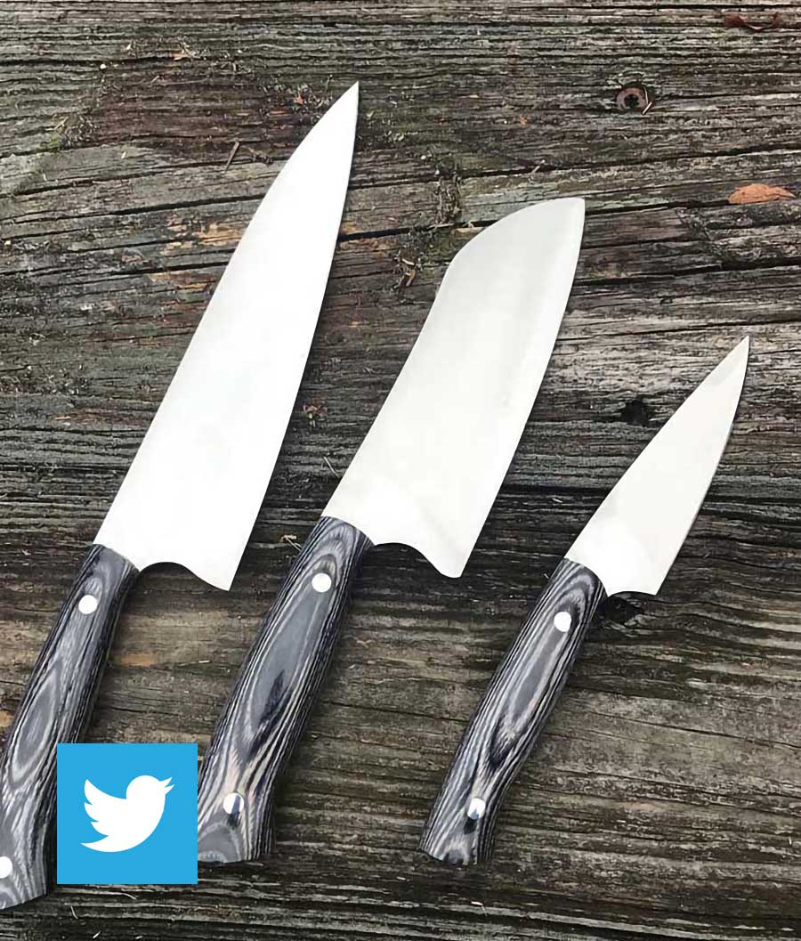 Hand-forged Damascus steel knives made by Quintin Middleton