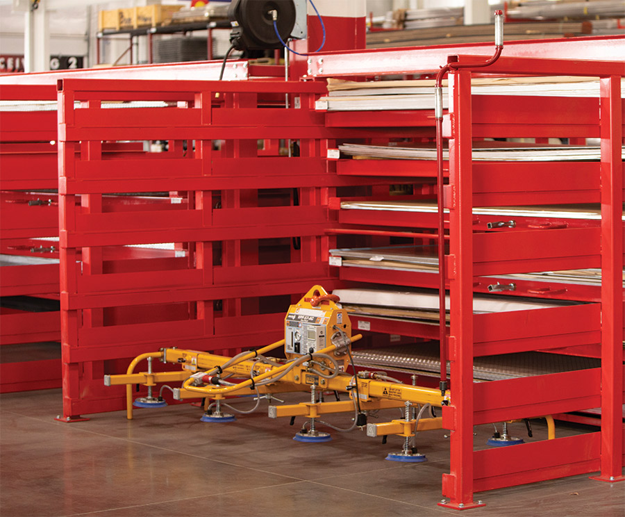 Steel Storage Systems factory with crank-out drawers