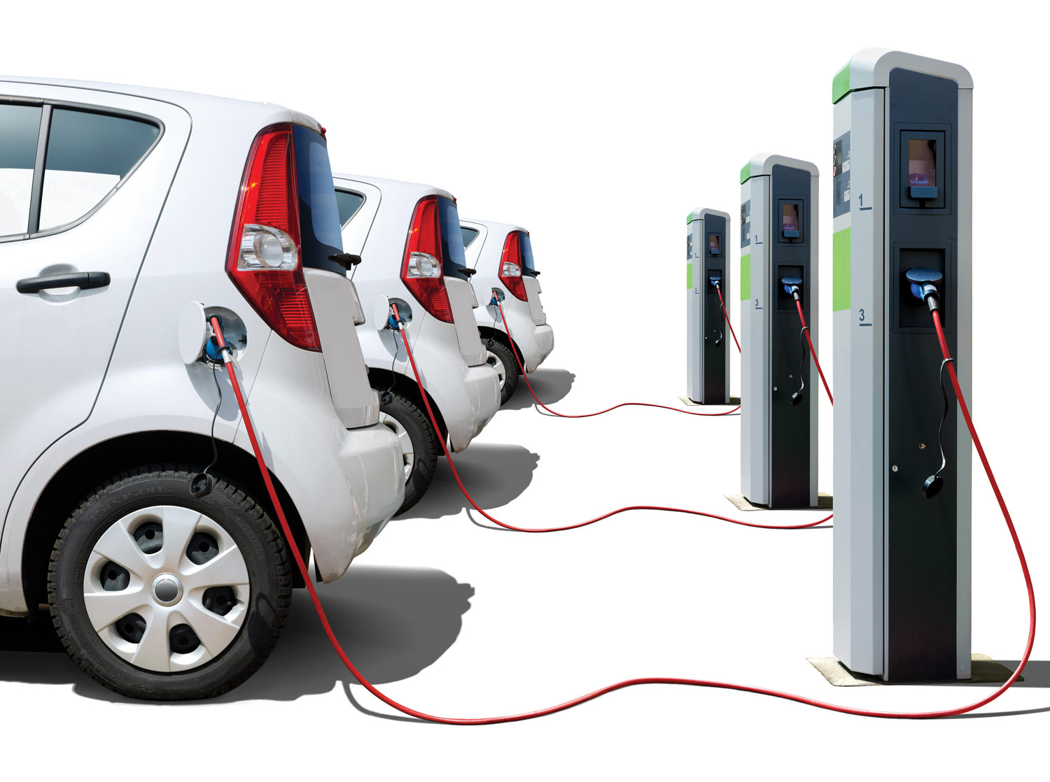 Electric cars getting charged up