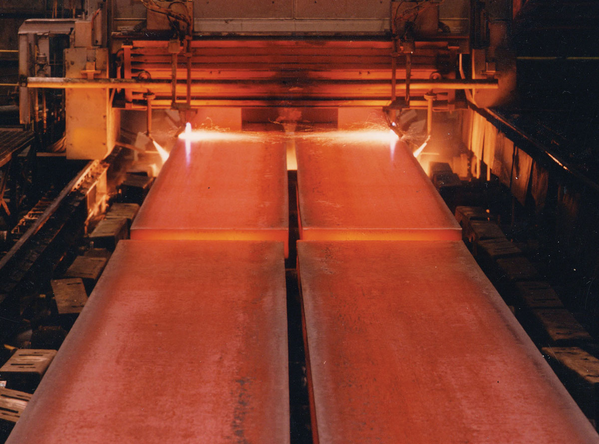Steel being processed