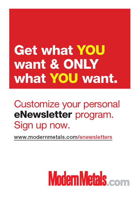 Modern Metals Newsletter Advertisement