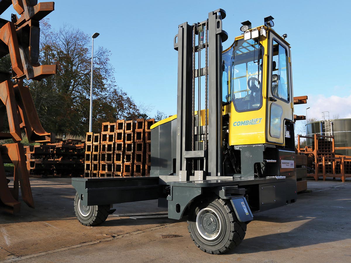the Combi-XLE multidirectional forklift outdoors