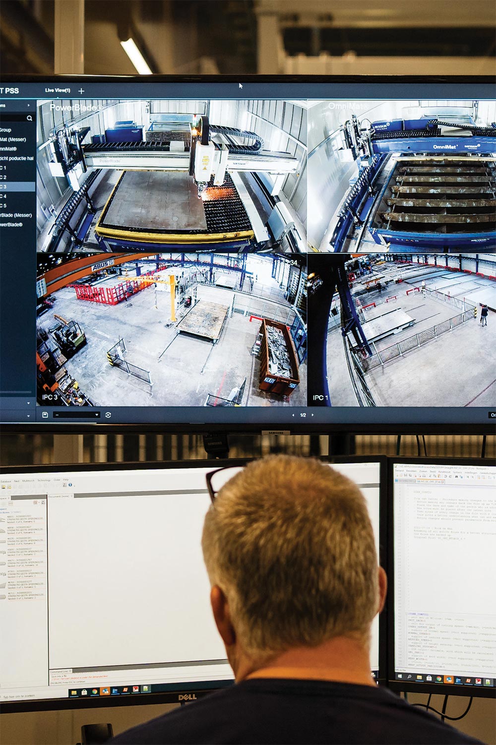 An operator in the control room monitors all cutting operations and related tasks.