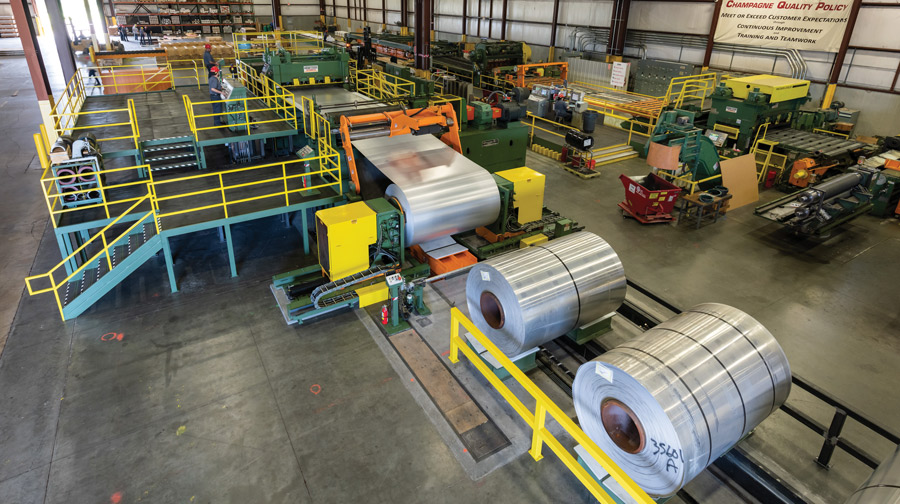 aluminum rolls in a factory