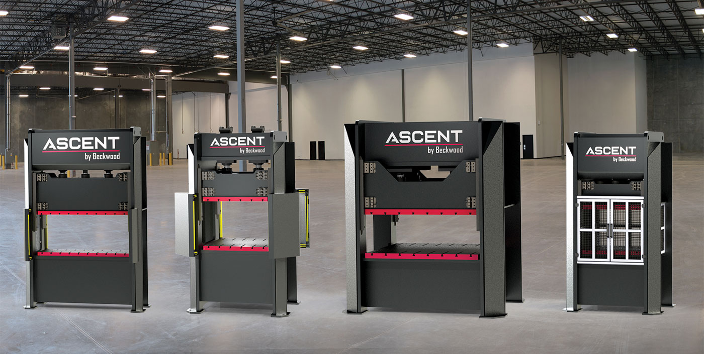 four pre-engineered Ascent presses on display
