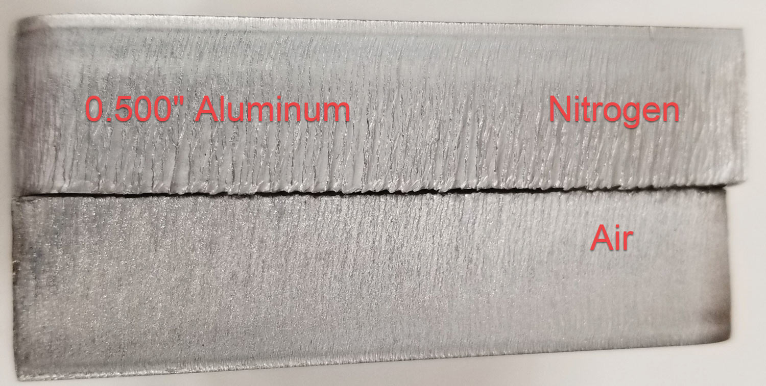 close view of two aluminum blocks affected with different air types and pressure