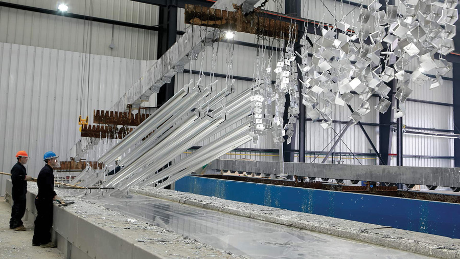 Metal products being galvanized