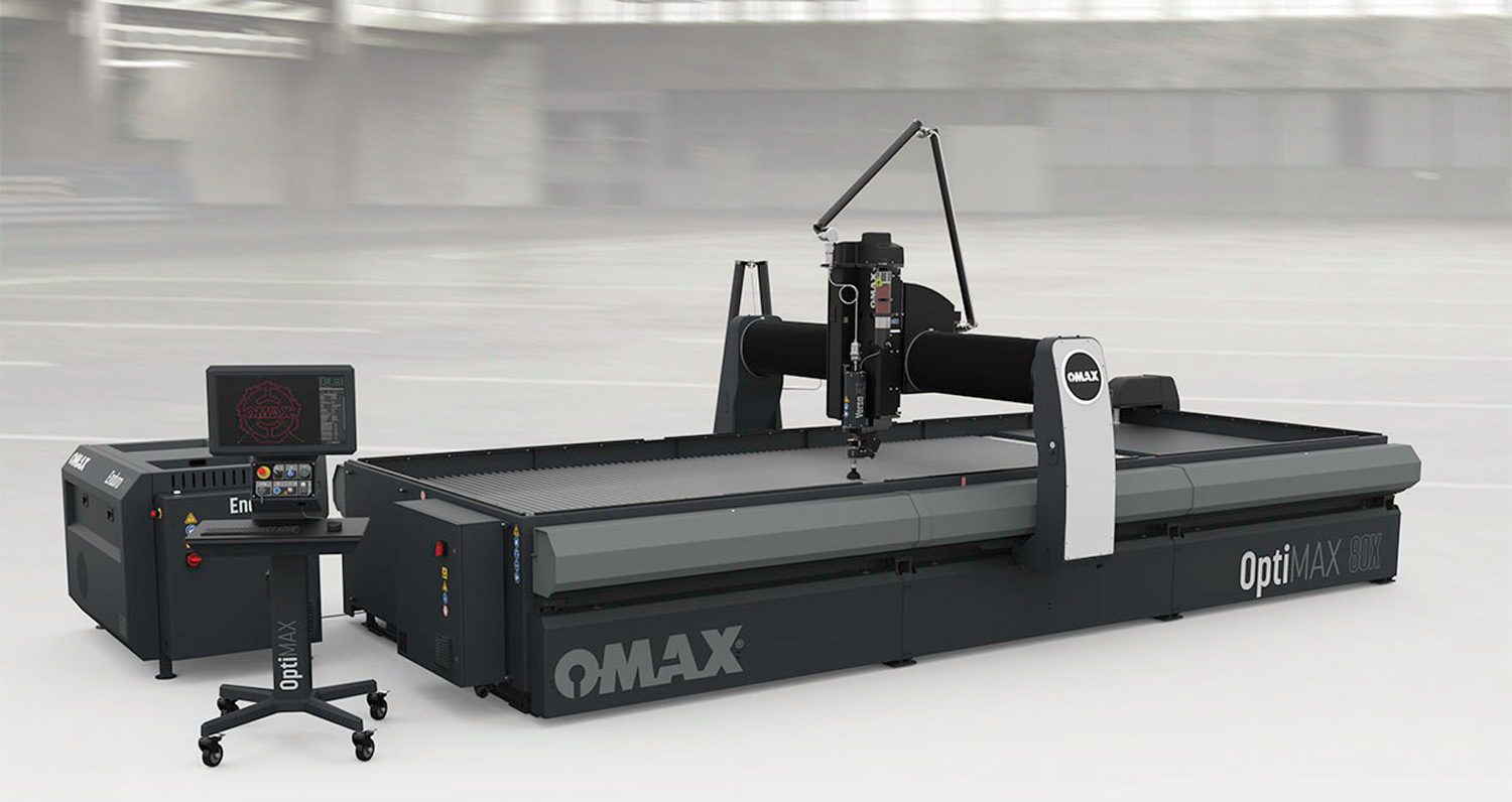 full view of the OptiMAX water jet cutting system