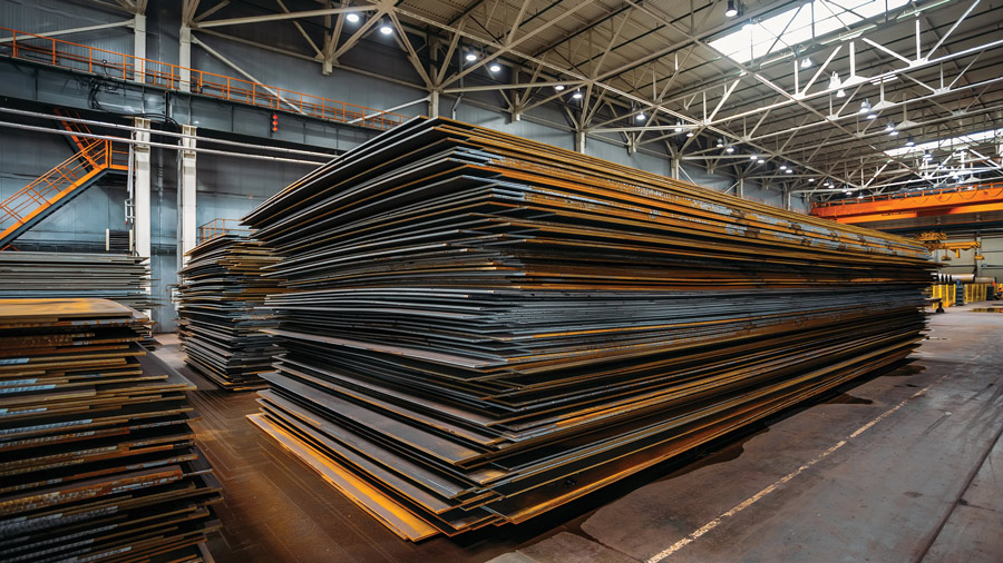 Sheets of metal stacked